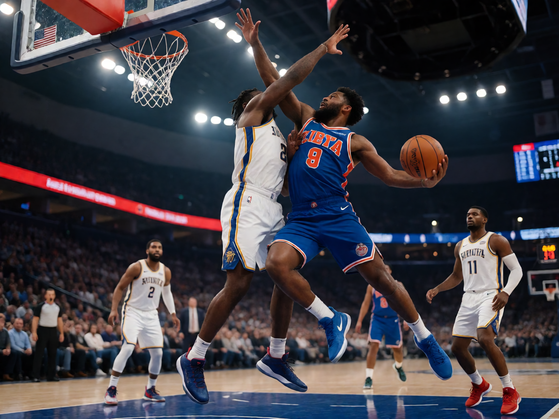 NBA比赛现场球员激烈对抗